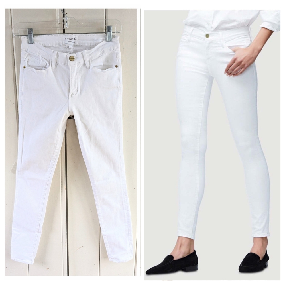 Frame Denim White Skinny Jeans with Tapered Ankle sz   28